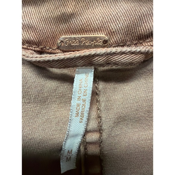 Free People Military Inspired Ruffle Jacket Button Front Distressed Brown Size M - Picture 9 of 15